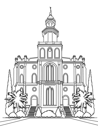 St. George Utah Temple Coloring Page